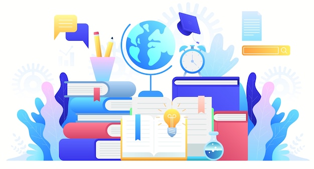 Education En Ligne, Cours De Formation, Enseignement à Distance Et éducation Globale. études Sur Internet, Livre En Ligne, Tutoriels, E-learning. Fond De Concept