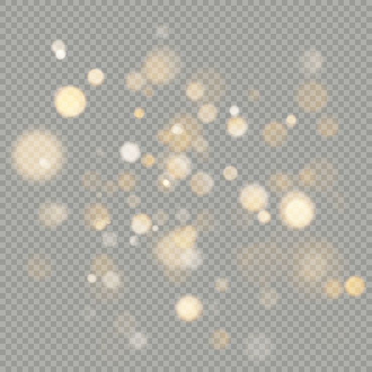 Vecteur effet des cercles bokeh sur fond transparent. élément de paillettes orange chaud rougeoyant qui peut être utilisé.