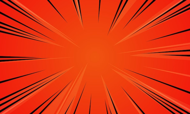 Vecteur effet comique manga speed lines sur fond rouge