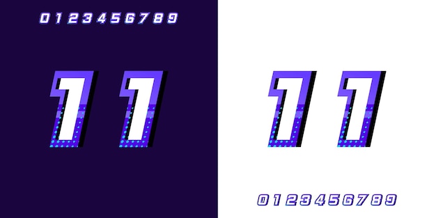 Effet de course automobile numéro 11 design numéro violet avec effet demi-tone