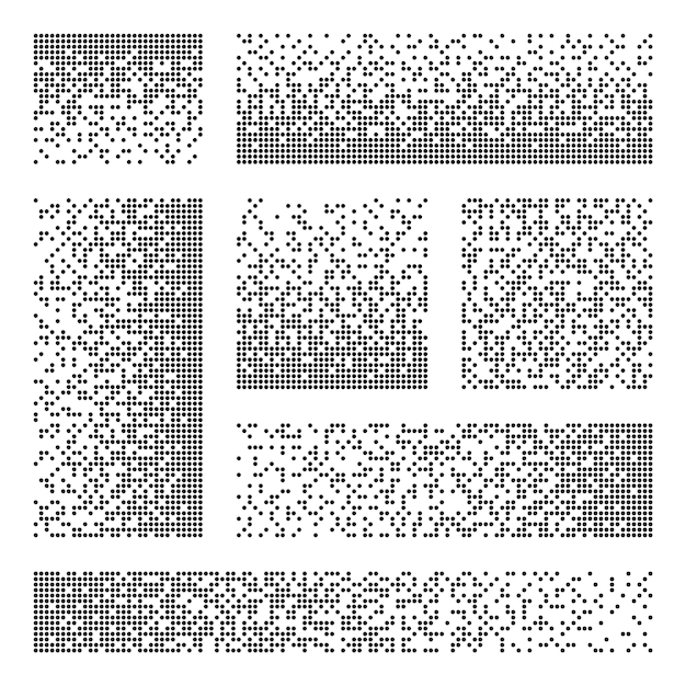 Effet de désintégration des pixels divers éléments rectangulaires constitués de formes rondes dispersées pointillées