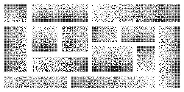 Effet de désintégration des pixels divers éléments rectangulaires faits de formes carrées dispersés