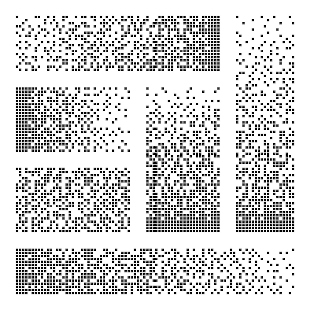 Effet de désintégration des pixels divers éléments rectangulaires faits de formes carrées dispersés