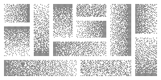 Effet de désintégration des pixels divers éléments rectangulaires faits de formes carrées dispersés