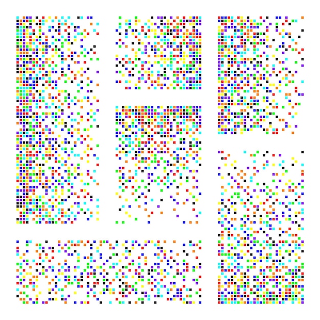 Effet de désintégration des pixels divers éléments rectangulaires faits de formes carrées dispersés