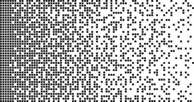 Effet de désintégration de la texture de la mosaïque de pixels noire simple pixelation de l'élément de désintégration et modèle minimaliste de vecteur racy dispersé