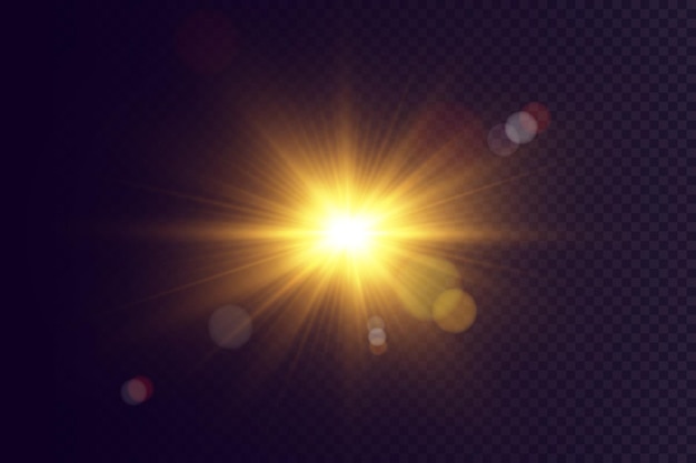 Effet D'éblouissement De La Lumière Du Soleil De Vecteursoleil Brillantavec Des Rayons De Soleil