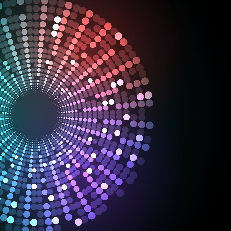 Vecteur effet d&#39;éclairage coloré abstrait avec des points.