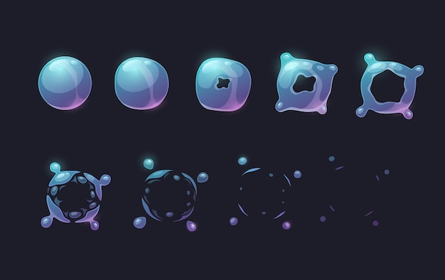 Effet d'éclatement de bulle de savon animation sprite séquence d'explosion de bulle transparente