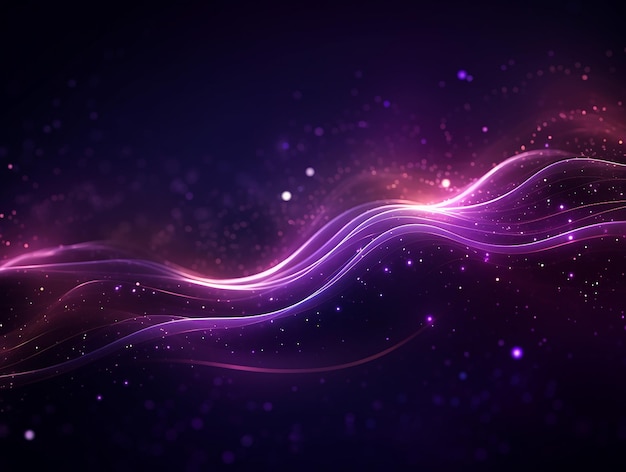 Effet de faisceau de rayons lumineux de fond abstrait de particules violettes foncées et lumineuses