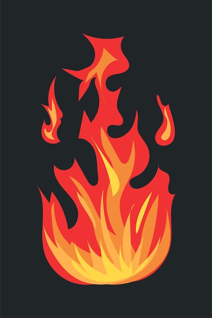 Effet de feu brûlant avec des étincelles flamme chaude pour cheminée Illustration vectorielle dans la conception de dessin animé comique