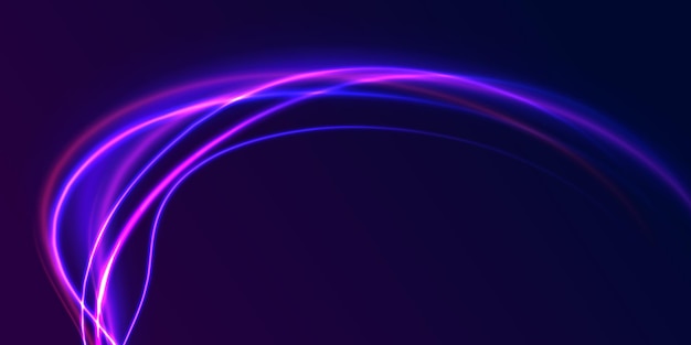 Effet de flux d'air des lignes lumineuses vectorielles Vague de traînée de lumière Voie de feu Traînée de trace de ligne Lumières de voiture