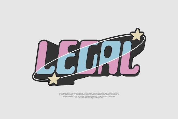 Effet légal du texte avec des étoiles et une palette de couleurs rétro