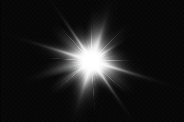 Effet de lumière Bright Star Light explose sur un fond transparent Soleil brillant