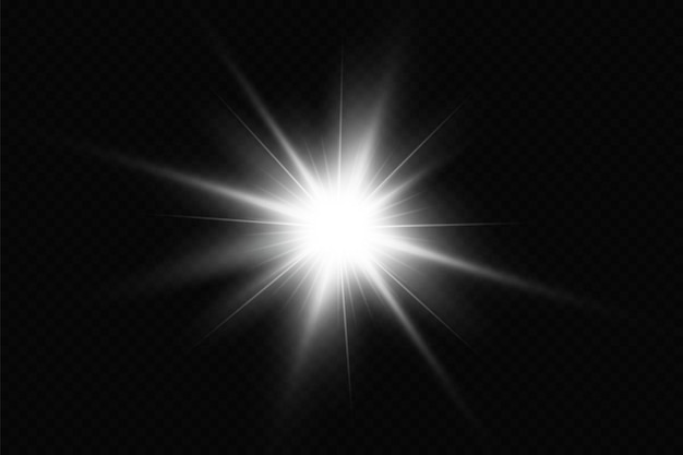 Effet De Lumière Bright Star Light Explose Sur Un Fond Transparent Soleil Brillant