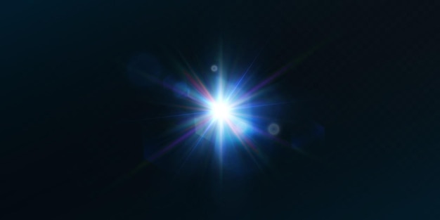 Effet de lumière brillante avec des rayons et des éblouissements brille avec une lumière colorée pour l'illustration vectorielle