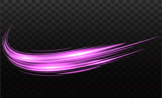 Vecteur effet de lumière courbe de la ligne rose. tourbillon de lumière rose. courbes lumineuses au néon dans l'espace sombre
