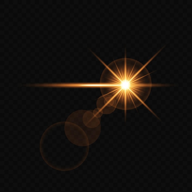 Effet de lumière dorée sur un fond transparent effet de lumière dorée