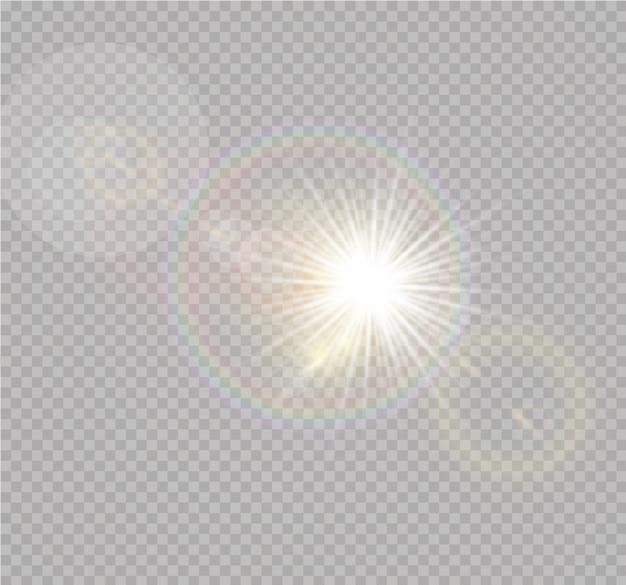 Effet De Lumière Du Flash D'objectif Spécial De La Lumière Du Soleil. élément De Décor. Rayons Stellaires Horizontaux Et Projecteur.