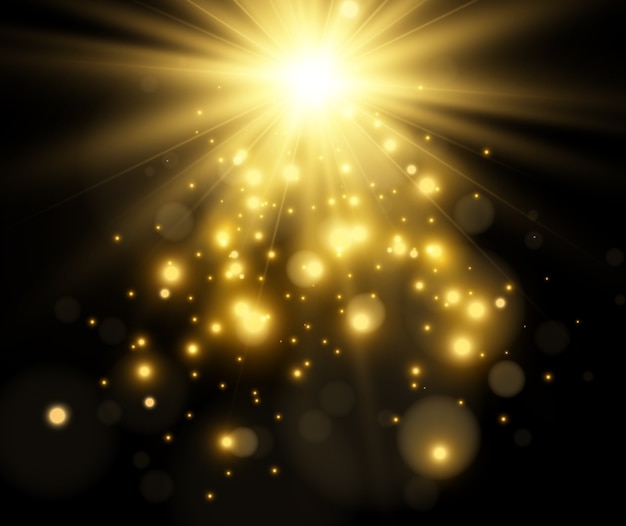 Effet de lumière étoile brillante isolé sur sombre