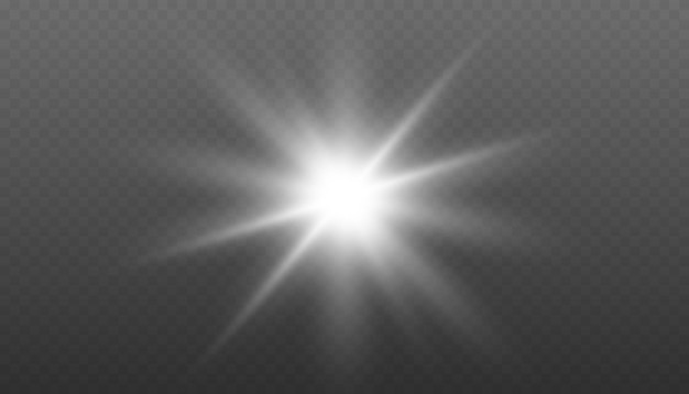 L'effet de lumière de l'étoile éclate avec des étincelles vecteur lumière du soleil transparente lumière de lense spéciale éclairage