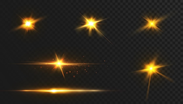 Effet De Lumière Jaune Vif Avec Des Rayons Et Des Reflets Pour L'illustration Vectorielle