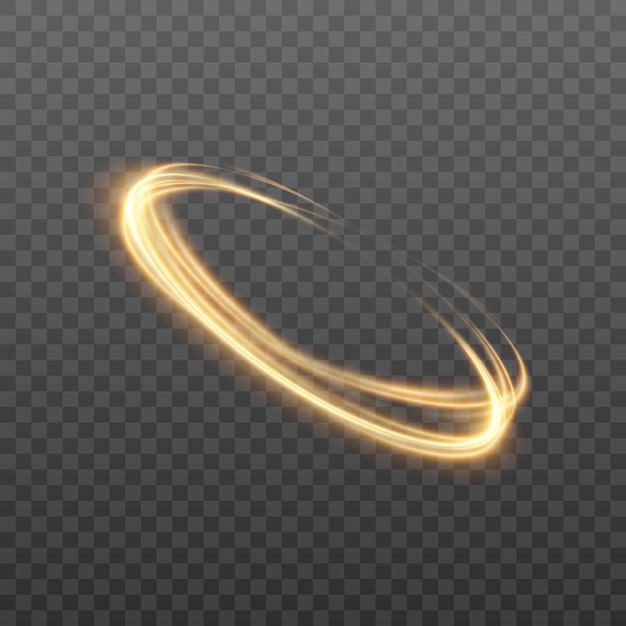 Vecteur effet de lumière de ligne dorée courbe élément de cercle doré brillant pour vos cartes publicitaires de conception