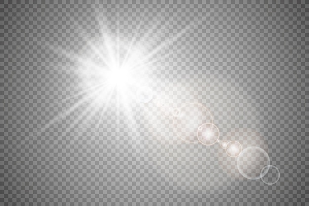 Effet De Lumière De Lumière Parasite Spéciale Lumière Du Soleil Vecteur Transparent Flash De Soleil Avec Rayons Et Projecteur