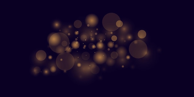 Effet de lumière magique abstrait avec des reflets bokeh dorés volants isolés