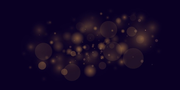Effet de lumière magique abstrait avec des reflets bokeh dorés volants isolés