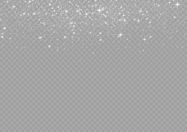 Effet de lumière Paillettes de poussière blanche étoilée Les lumières des étoiles rougeoyantes scintillent Des étincelles flash de Noël