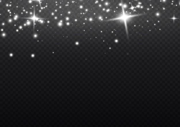Effet De Lumière Paillettes De Poussière Blanche étoilée Les Lumières Des étoiles Rougeoyantes Scintillent Des étincelles Flash De Noël