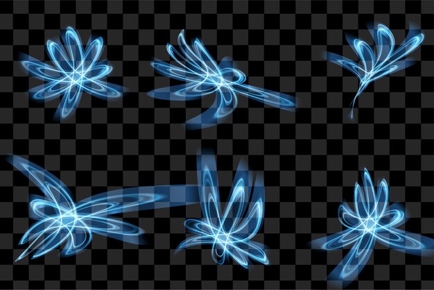 Vecteur effet de lumière parasite vecteur bleu abstrait. cadre brillant étincelant sur transparent