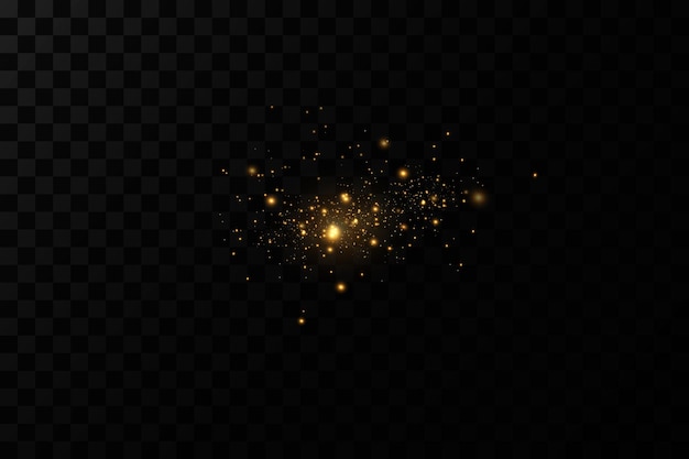 effet de lumière Particules de poussière magiques scintillantesLes étincelles de poussière et les étoiles dorées brillent