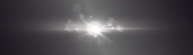 L'effet de lumière vive avec des rayons et des reflets brille d'une lumière blanche brillante pour une illustration vectorielle