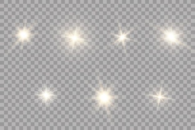 Effet lumineux brillant. Starburst avec des étincelles sur fond transparent. Illustration vectorielle. Soleil.EPS 10