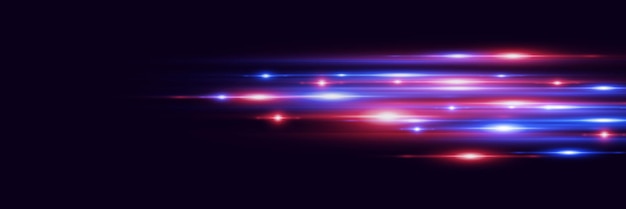 Effet lumineux moderne abstrait à grande vitesse Mouvement de lignes et de faisceaux laser éblouissement lumineux horizontal
