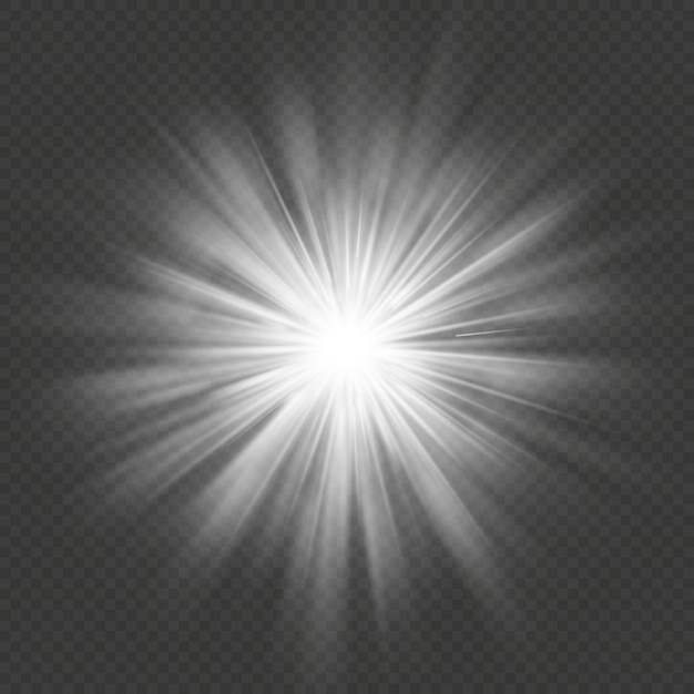 Effet lumineux transparent d'explosion de fusée éclairante d'étoile d'éclat blanc.