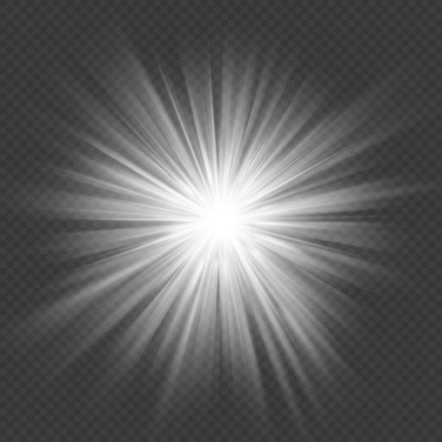 Effet lumineux transparent d'explosion de fusée éclairante d'étoile de lueur blanche.