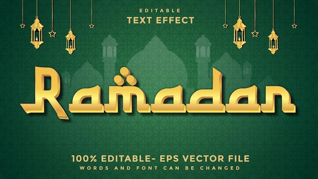 Effet de modèle de conception d'effet de texte modifiable de mot minimal Ramadan enregistré dans le style graphique