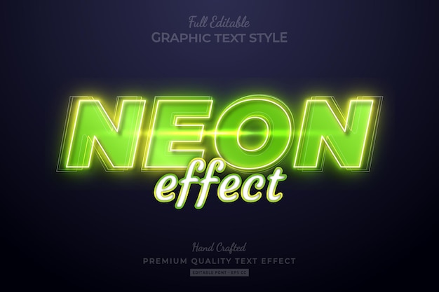 Effet Néon Vert Effet de Texte Premium Modifiable