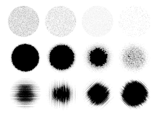 Effet De Point De Grain Noir Circle Black Grunge Noise Vector Isolé Sur Fond Blanc