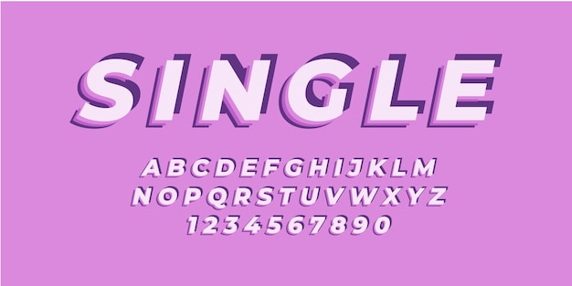 Effet de police alphabet texte unique violet avec couleur plate