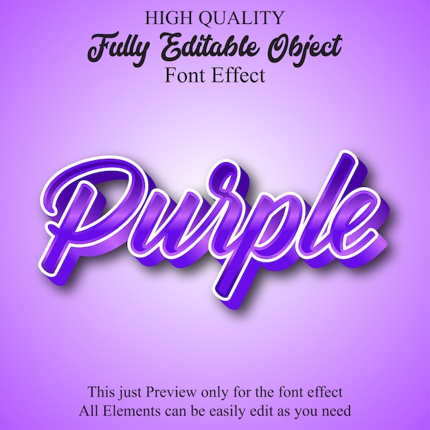 Vecteur effet de police modifiable de script brillant violet