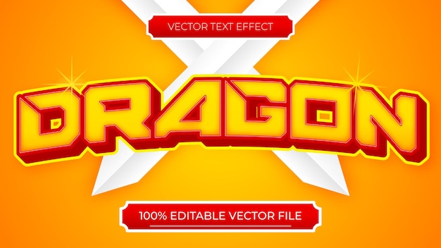 Effet de police de texte modifiable Dragon texte 3D pour titre de jeu avec arrière-plan Sword