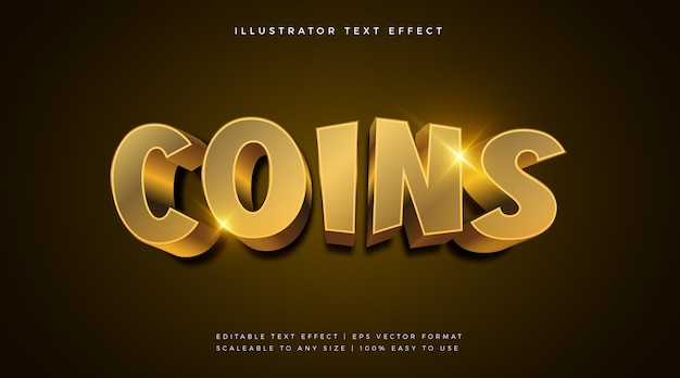 Effet de police de texte de thème 3D Gold Coins