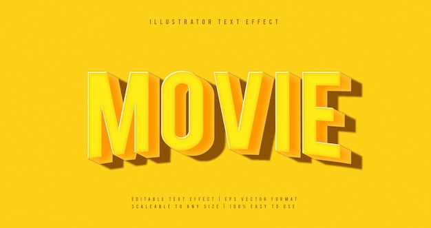 Effet De Police De Texte De Titre D'ombre De Film Jaune