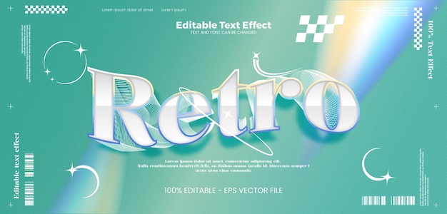 Effet rétro y2k effet de texte modifiable dans le style de tendance moderne