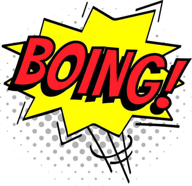 Vecteur effet sonore de boing de dessin animé vibrant éclatant d'une forme d'étoile jaune sur un fond pointillé transmettant un sentiment de surprise ludique et d'excitation énergétique