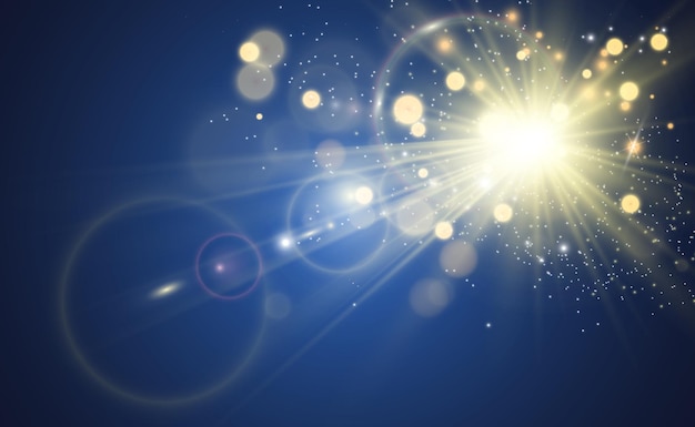 Effet spécial de la lumière du flash de l'objectif Le flash fait clignoter les rayons et le projecteur illustLumière rougeoyante blanche